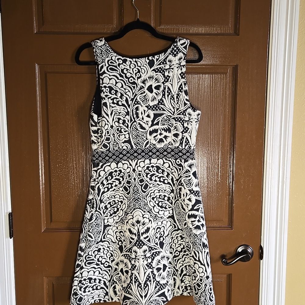 Anthropologie-Blk/iv textured A line dress with different band Sz S NWT - Picture 8 of 10
